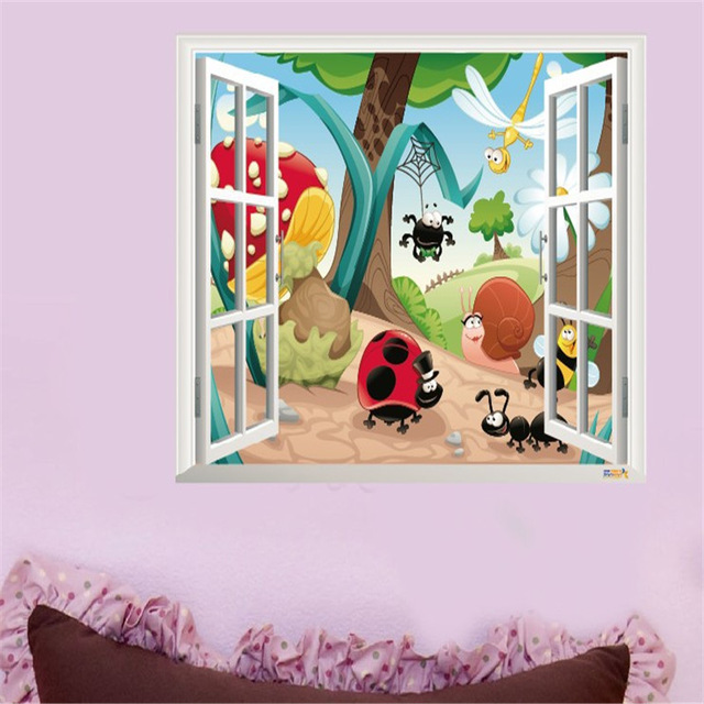 3d наклейка на стену для детской комнаты «Мир насекомых».